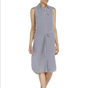 Equipment Navy/White silk midi Tegan dress